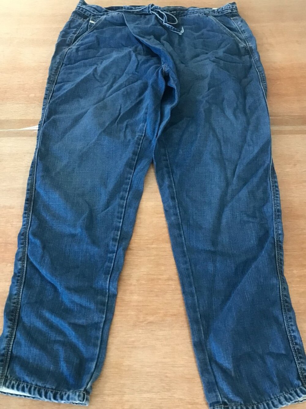 Diesel Asthair Tapered Jeans Women 28 Blue High Rise Tie Waist Pull On Stretch